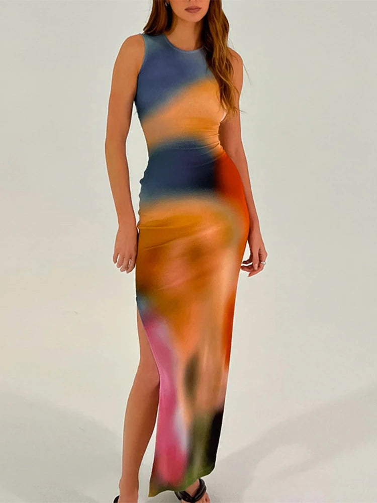 Ribbed Tye Dye Mid Dress