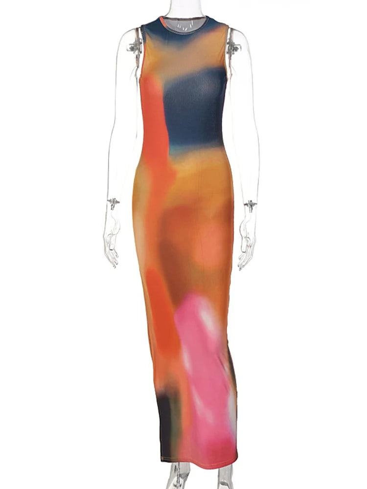 Ribbed Tye Dye Mid Dress